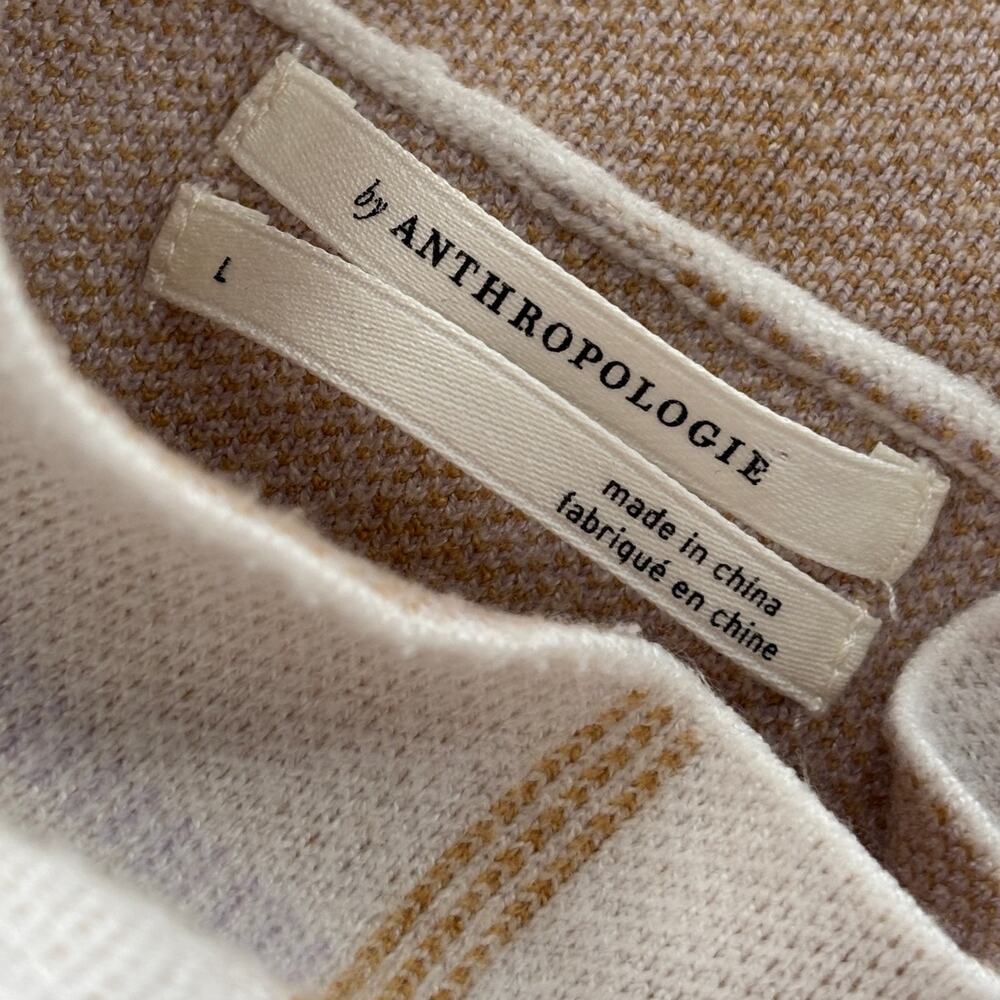 Anthropologie Cream Windowpane Plaid Ivanna Knit Mock Neck Sweater - Picture 10 of 10